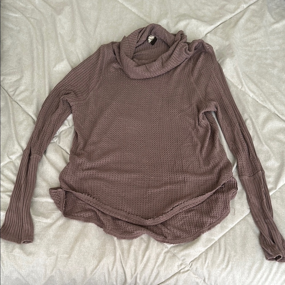 We The Free Purple Cowl Neck Soft Knit Top